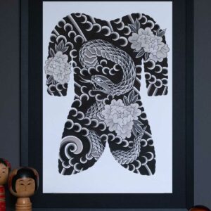 Print of a traditional japanese snake backpiece